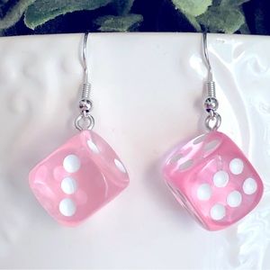 New Dice Lucky Earrings Games Casino Novelty D and D Party Vegas Various Colours